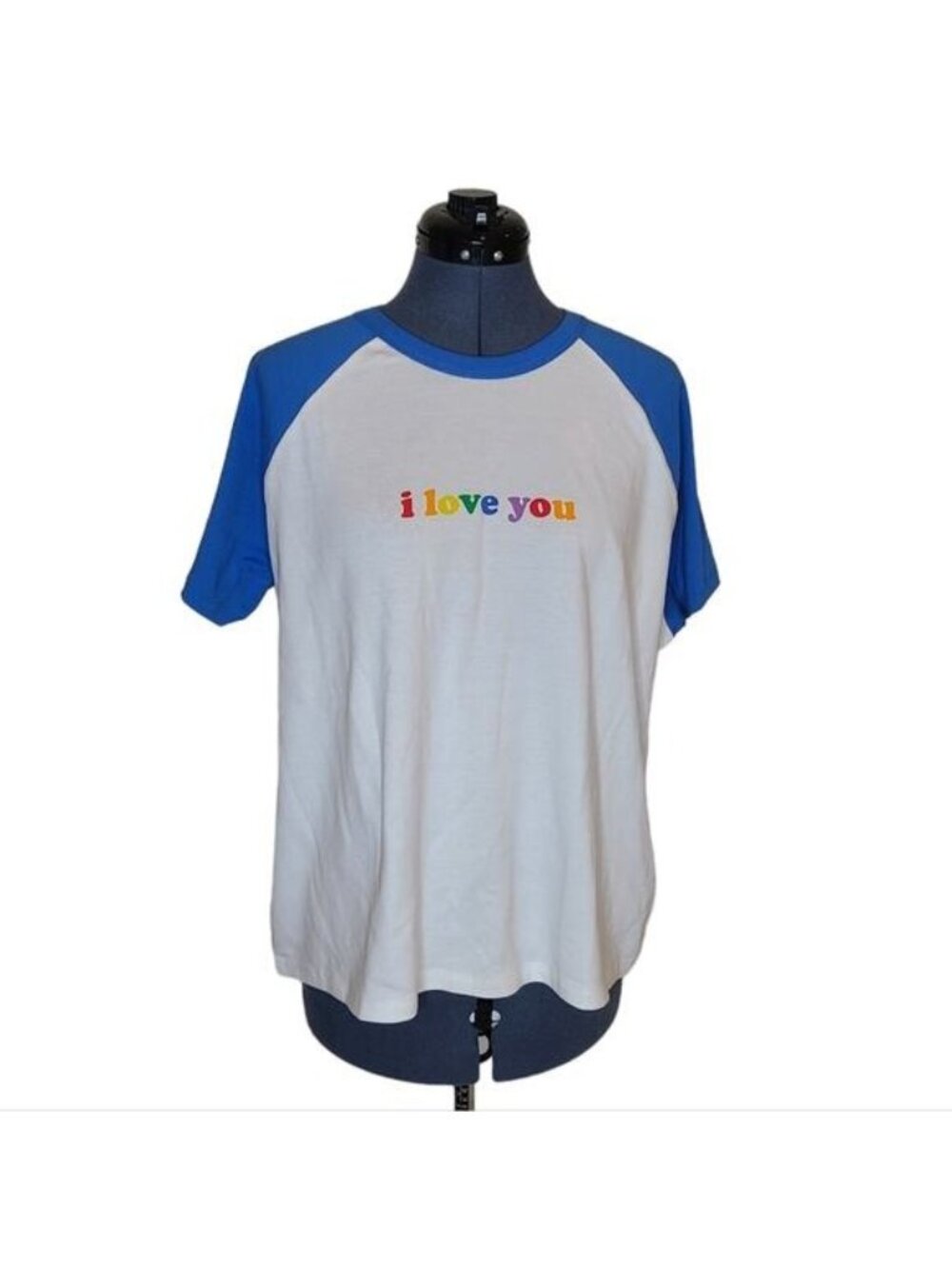BP Pride Rainbow I Love You Baseball T Shirt Women's Plus Size 4X NWT Blue White